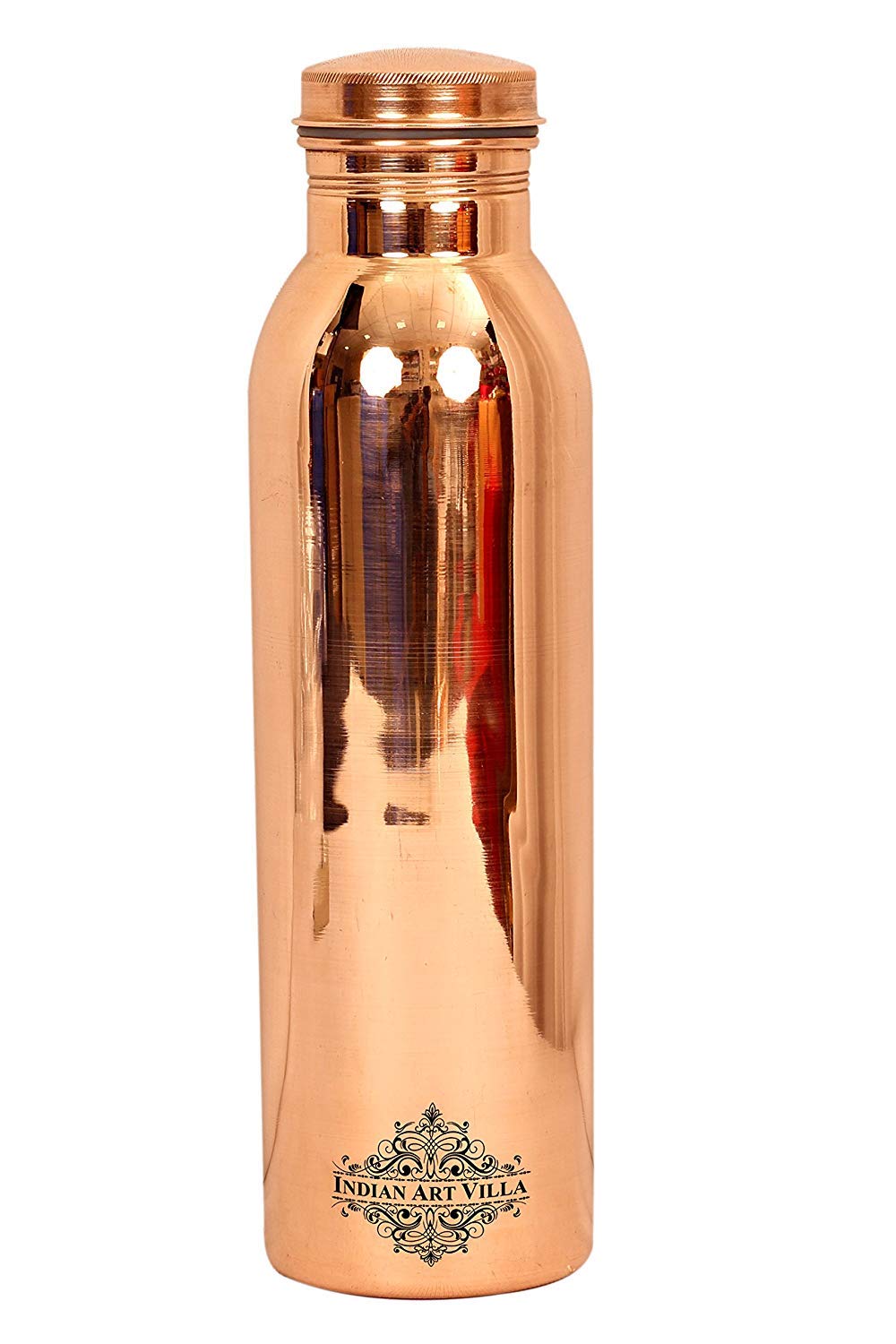 INDIAN ART VILLA Copper Water Bottle for Travel Essential, Joint-free Leak Proof Bottle, Copper Drinkware - 900 ml