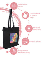 WOTM On The Move Tote | Premium Printed Cotton Canvas Tote Bag with Zipper & Inside Pocket, Stylish Everyday Travel Bag for Work, College, Office, Travel, Shopping (Save the bees)