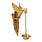 Svarup Brass Metal Diya for Home Entrance Decor Puja Room Parrot Hanging Chain Oil Lamp Wall Deepak Showpiece Feng Shui Gift Diwali Length 9.5 Inch