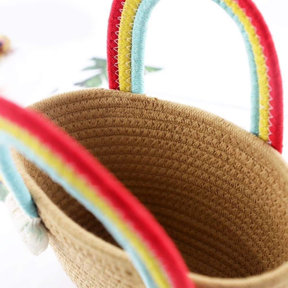 BEAUTIFUL HOMMIES Attractive Hand Bag | Large Tote | Summer Bucket | Bamboo Beach Basket | Boho Jute Sling for Women (Beige)