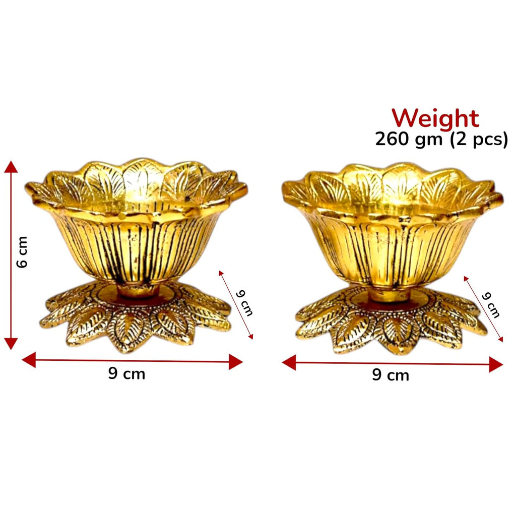 KridayKraft Aluminium Flower Mukhwas Bowl (Gold)