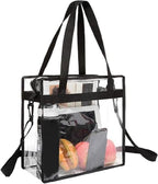 Clear Tote Bag, Stadium Security Approved, See Through Handbag Purse, Transparent Messenger Bag with Zipper Closure Crossbody Shoulder Bag with Adjustable Strap (30x30x6 CM) (Black)