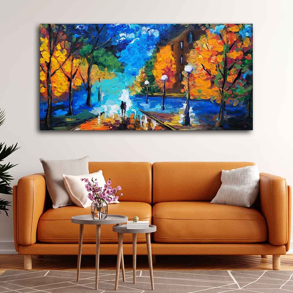 VIBECRAFTS Canvas Paintings for Living Room Drawing Room Beautiful Scenery of Couple Dating Canvas Wall Painting Wall Art Fitted with Wooden Frame for Home|Office|Gift(PTVCH_2253) (Multi 3)