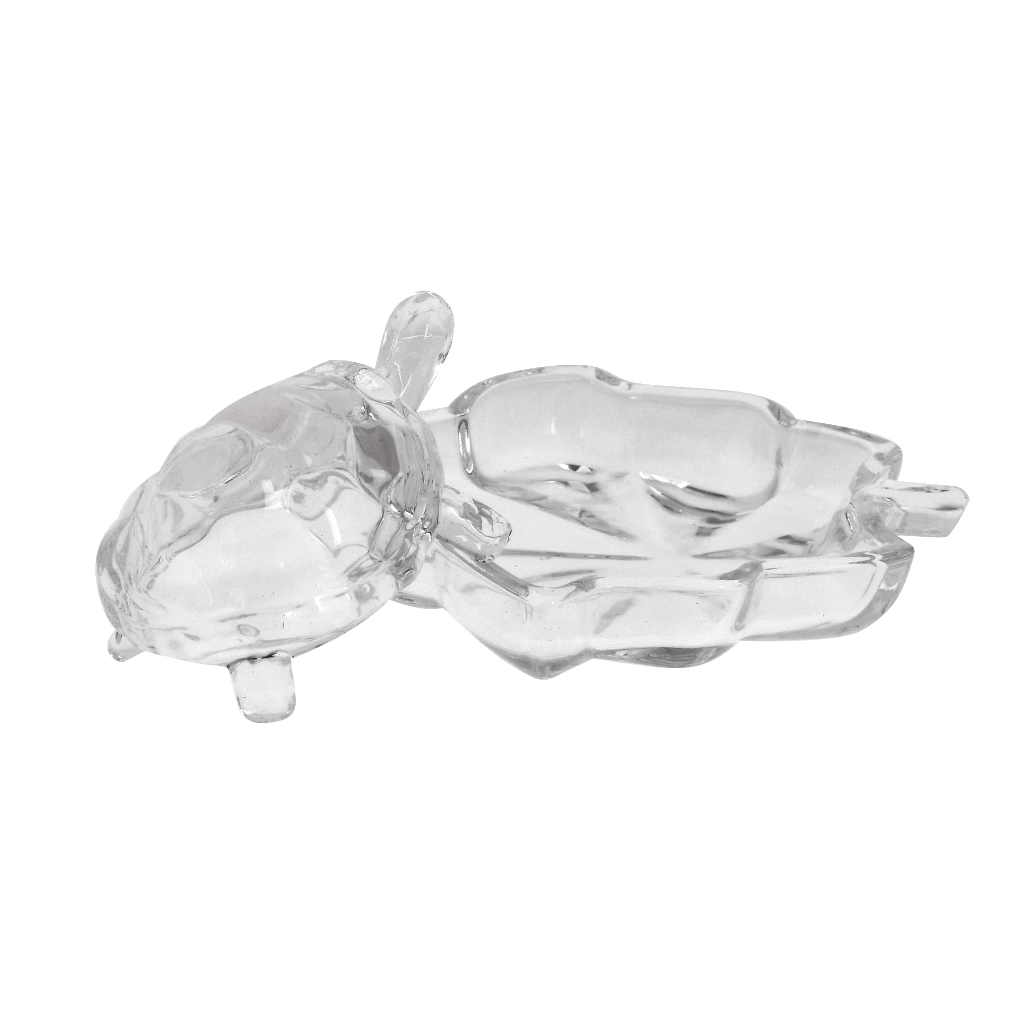 JAIPUR ACE Crystal Tortoise Glass Kachua with Beautiful Bowl Plate Fengshui Vastu Set for Good Luck Feng Shui Turtle Best Gift Office Showcase Showpiece & Home Decor (Leaf Plate)