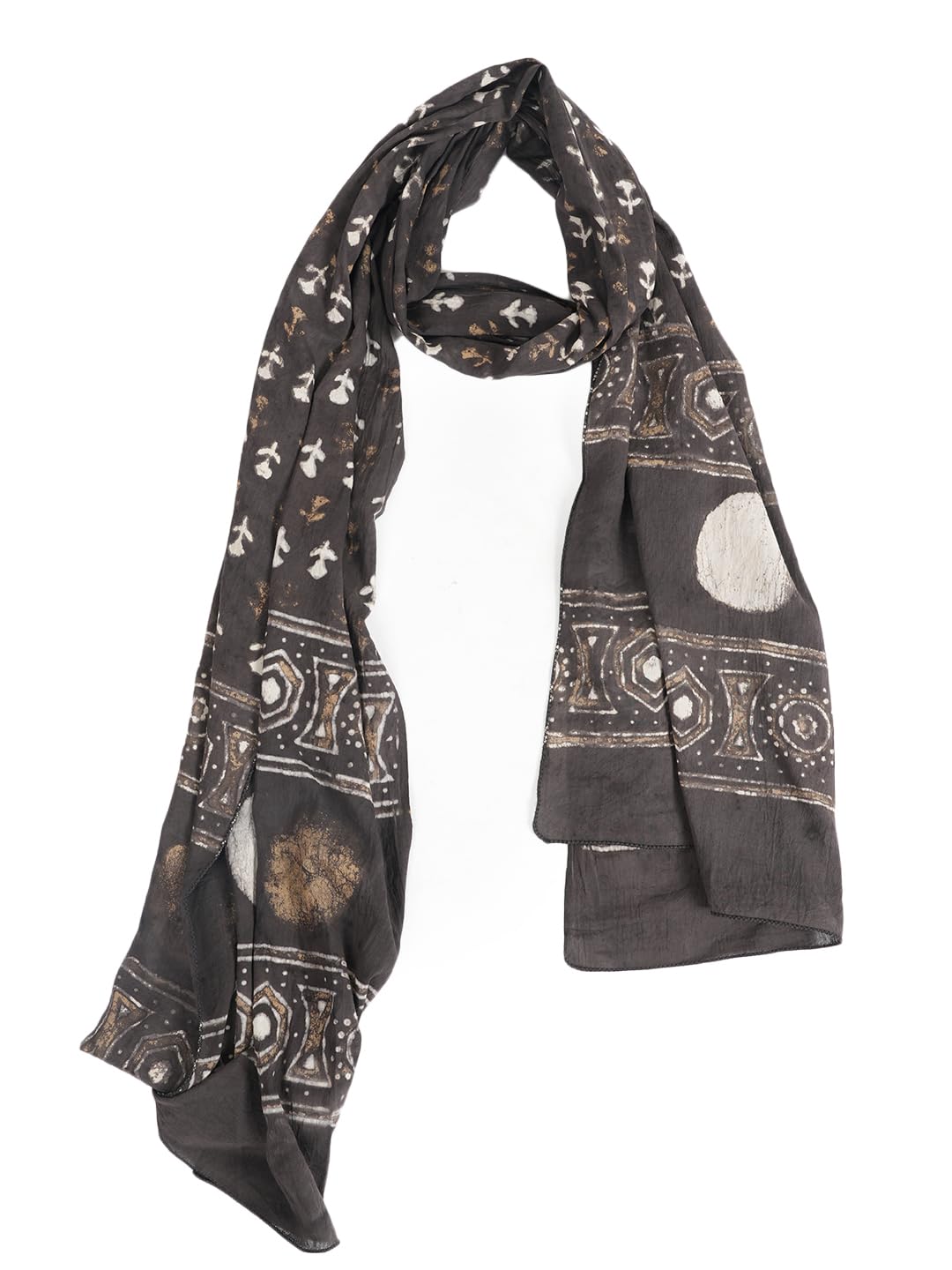 RAI SAHAB Women's Cotton Hand Block Printed Casual Stoles/Scarf(ST-77BLK10)