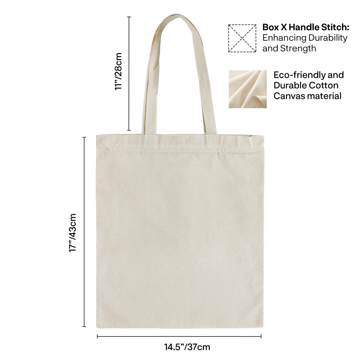 Cotton Tote Bag for Women with Zipper, Plain Canvas Tote Bag for Painting & DIY, Reusable Eco-Friendly Bag for Shopping, School & Gym – 1 Pc