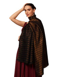 Pashmoda Women Golden Mirage Reversible Zari Moonlight Fine Wool Stole (Size : 28x80in, 71X203cm) ZSST05