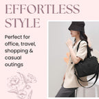 MOCA Women Nylon Tote Bag Lightweight Waterproof Handbag Large Capacity Multi Compartment Shoulder Crossbody Bag Daily Use Office Travel College Ladies Purse with Zipper (Noir)