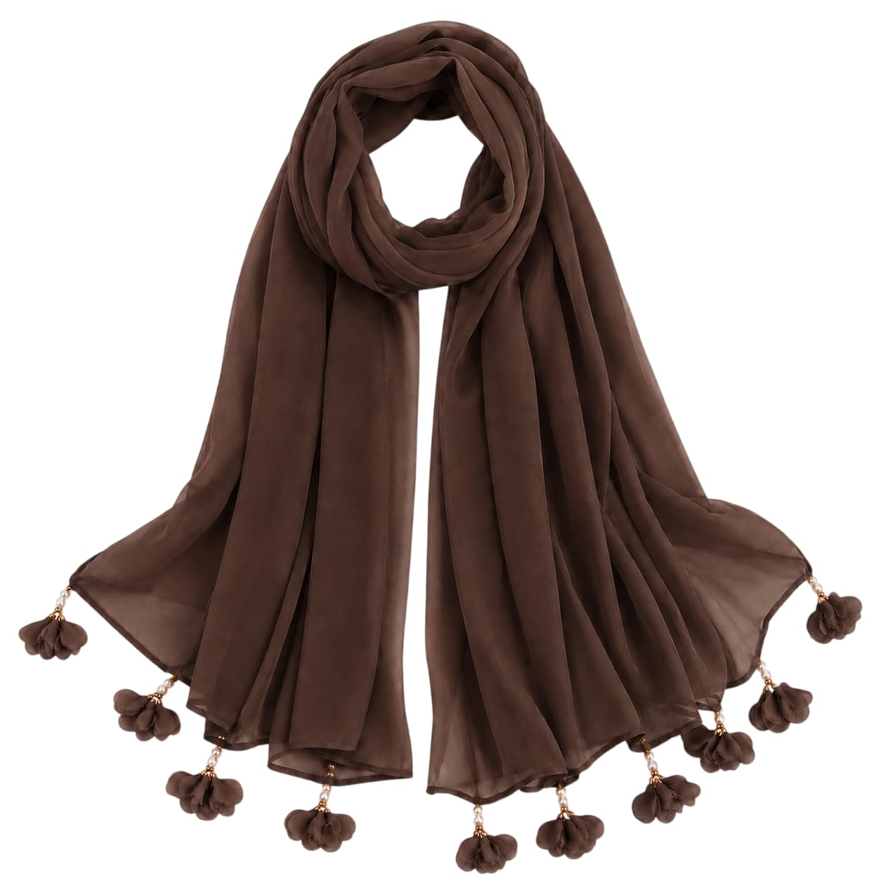 Women’s Chiffon Scarf Soft Lightweight Premium Stoles for Girls & Women | Stylish Modest Wear Dupatta for Daily & Party Use (Dark_Brown)