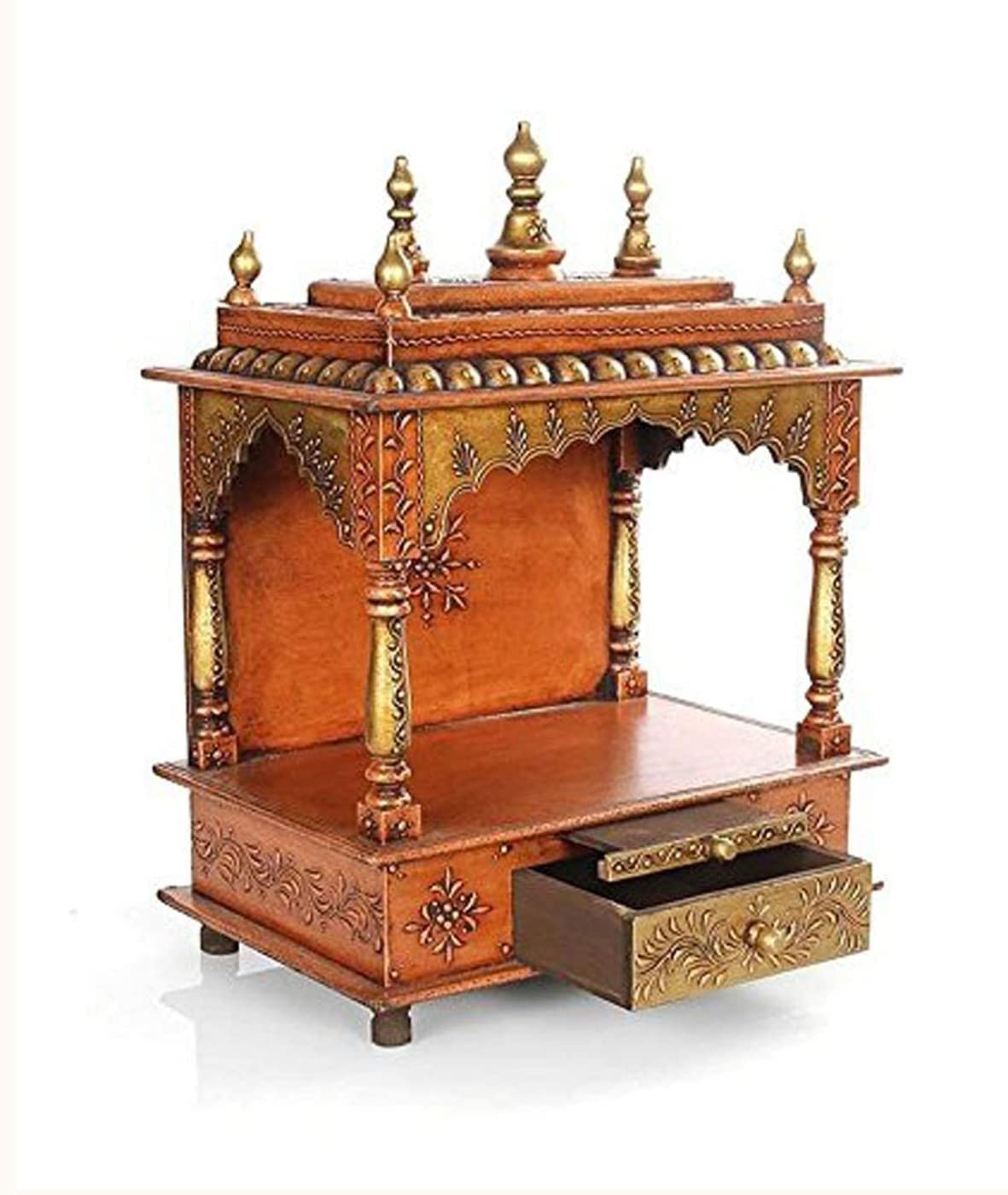 Kamdhenu Art and Craft Wooden Temple/Home Temple/Pooja Mandir/Pooja Mandap/Temple for Home (Coper) 45 x 28 x 60 cm