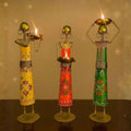 ATRANGI STUDIO Tribal Lady Tealight Holders - Set of 3 | Handcrafted Festive Decor | Designer Tealight Candle Holder | Hold 1 tealight Candle Each | Perfect for Shelf, Console & Gifting | 13 Inch