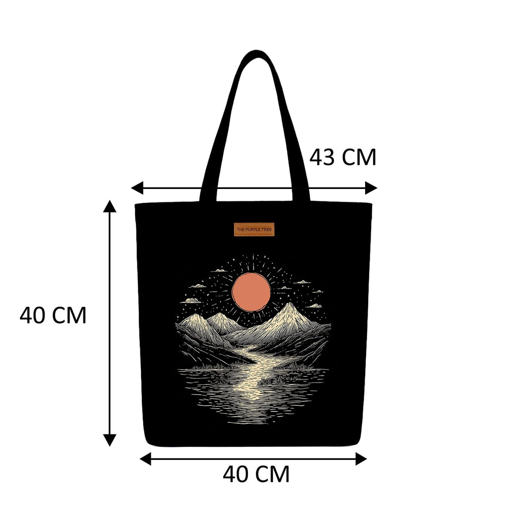 The Purple Tree Eco-Friendly Canvas Tote Bag, Sustainable, Reusable Shopping, Beach, Travel or Everyday Tote, Wide Tote Bag, Midnight Sun