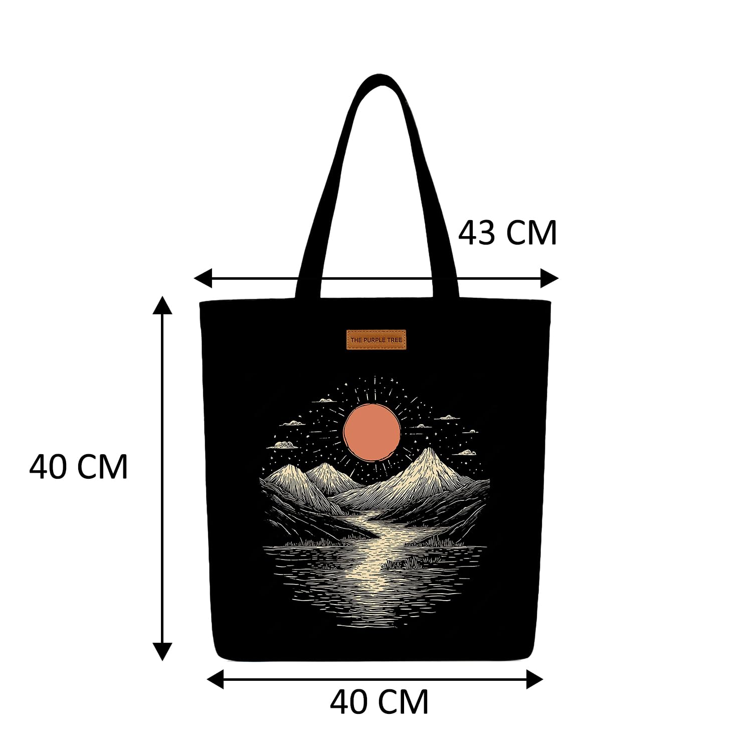 The Purple Tree Eco-Friendly Canvas Tote Bag, Sustainable, Reusable Shopping, Beach, Travel or Everyday Tote, Wide Tote Bag, Midnight Sun