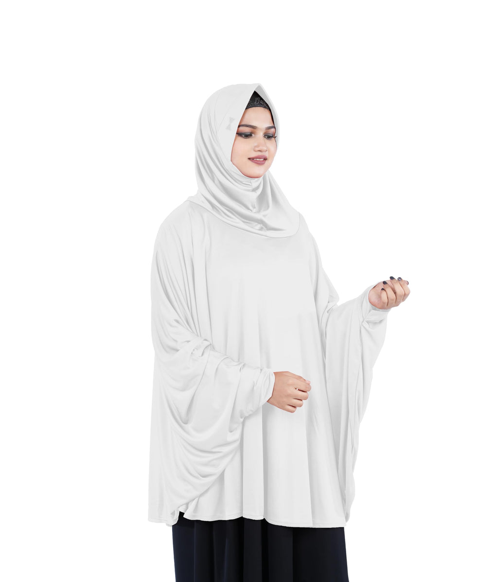 Mehar Hijab's Women's Stylish Hijab Solid Polycotton Feel Good Fabric HANANA Sleeve Hijab Free Size (White)