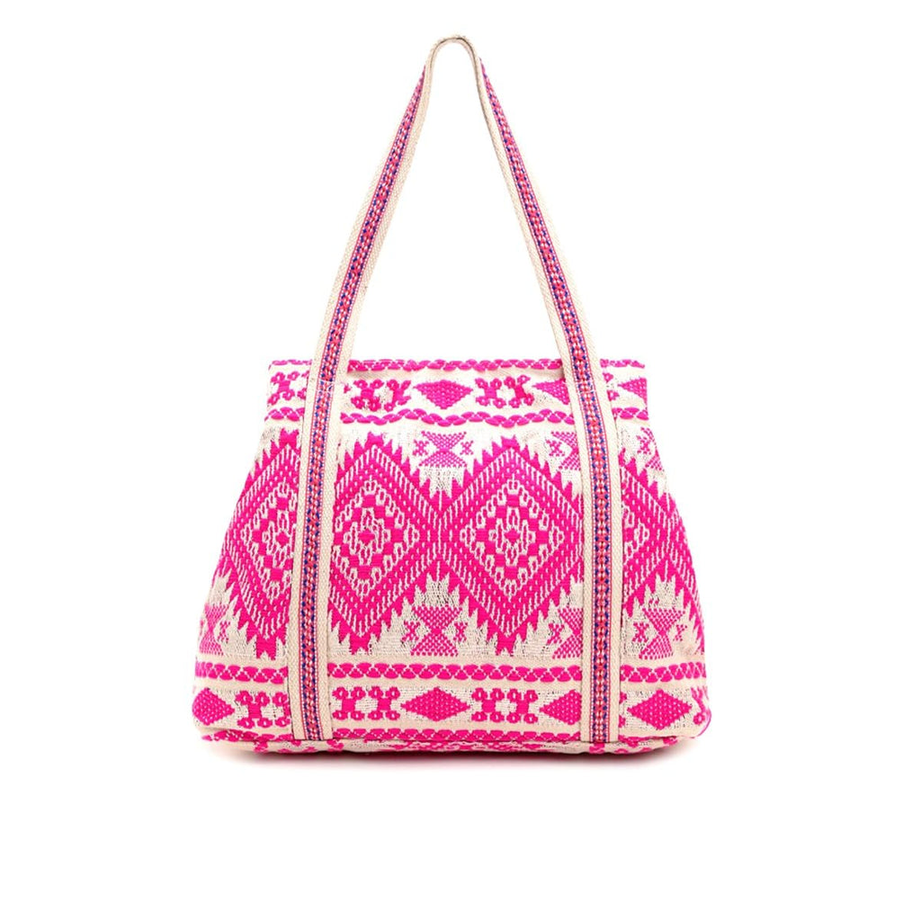 Boho Girl Handbags Pink Beaded Work Tote Stylish Ladies and Girls Handbag for Office and Travel Shoulder Bag for College | Ladies Purse Handbag | Handbags with Inner Pocket