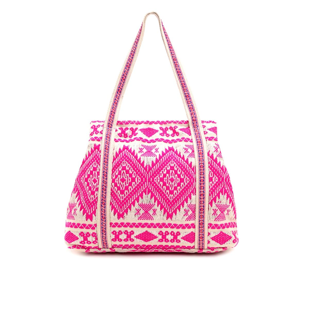 Boho Girl Handbags Pink Beaded Work Tote Stylish Ladies and Girls Handbag for Office and Travel Shoulder Bag for College | Ladies Purse Handbag | Handbags with Inner Pocket