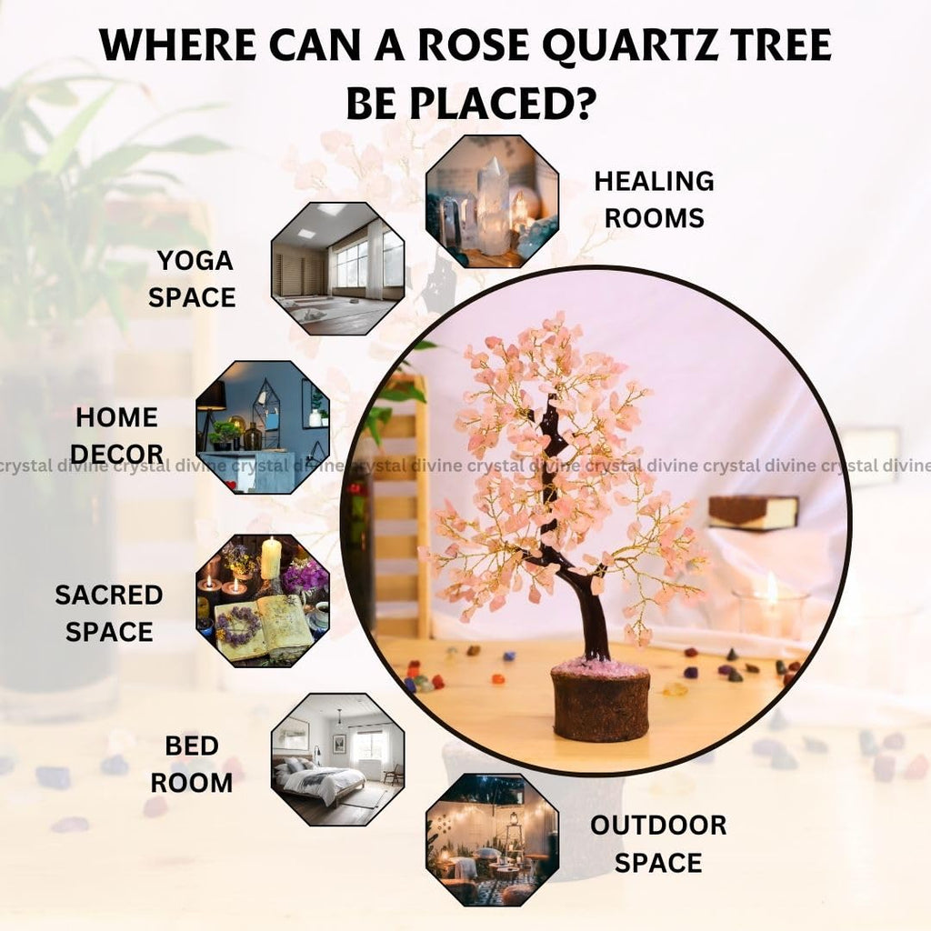 Crystal Divine Rose Quartz Crystal Tree Handmade Home Decor Items Crystal Bonsai Tree Showpiece for Home Decor Vastu Gift Items for Home Decoration Hall Decoration Items Healing Crystals Tree Gifts