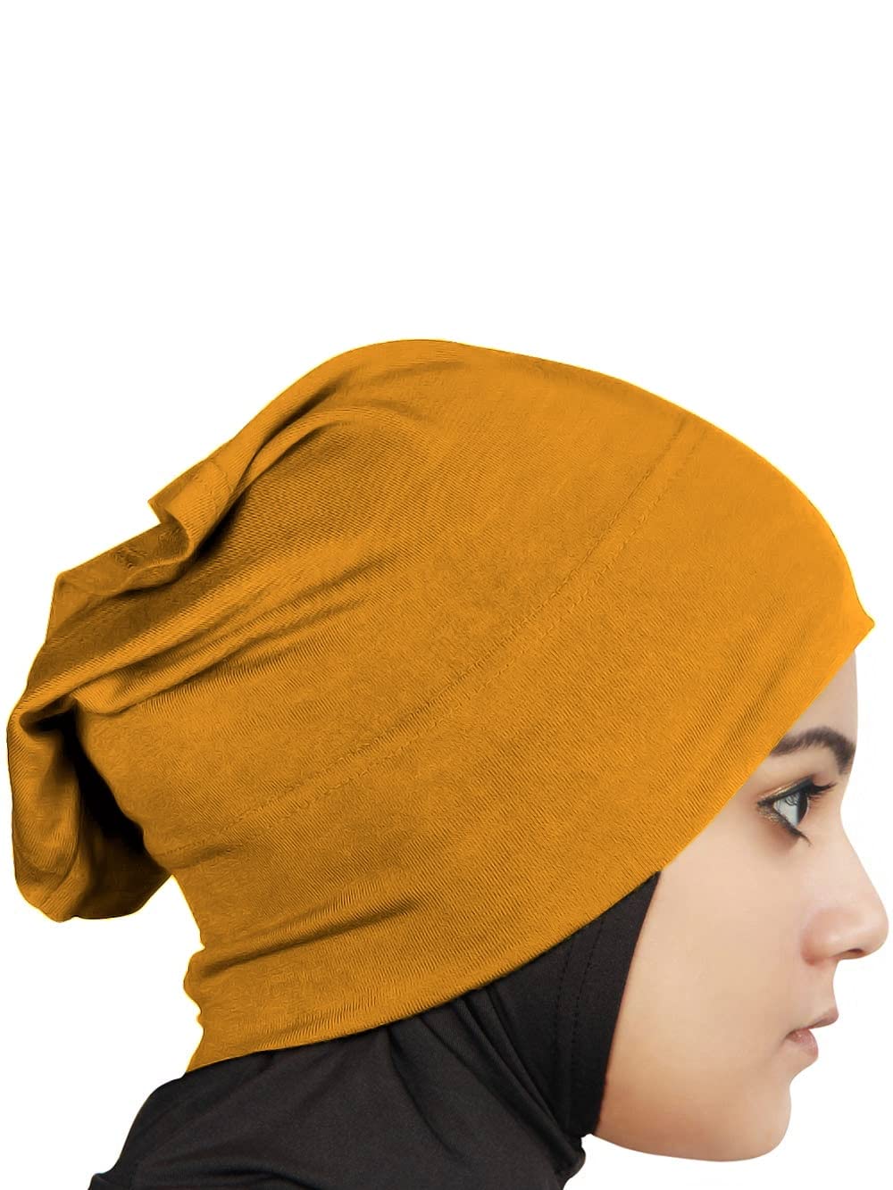 MyBatua Women's 2-Piece Al-Amira Hijab with Under Female Scarf/Cap/Bonnet in Soft Viscose Jersey, Ready to Wear HJ-129 (Mustard)