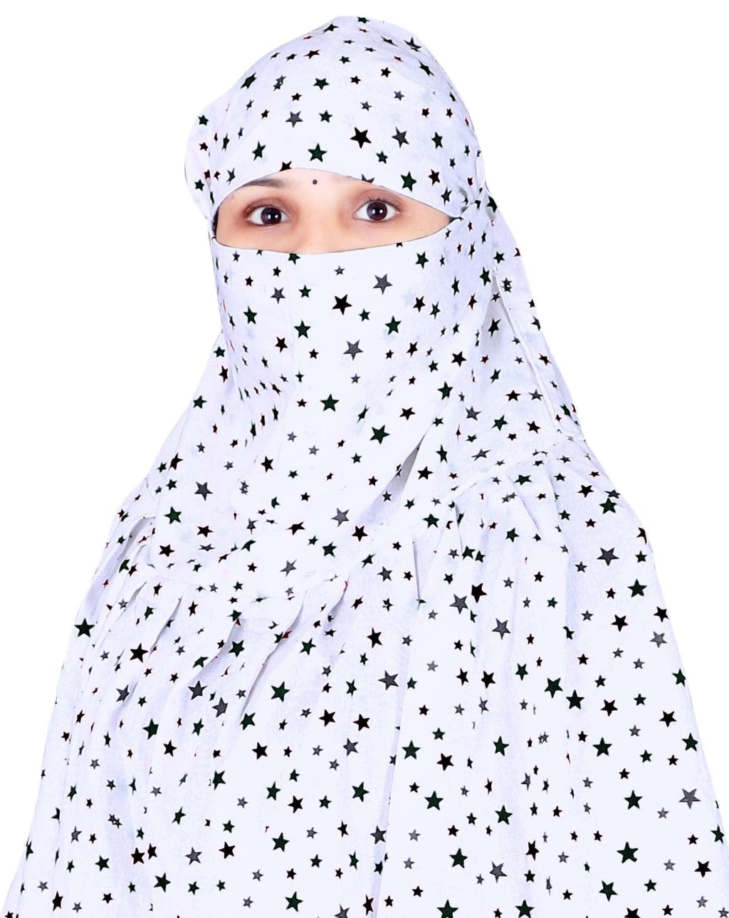 Navvi Pure Cotton Printed White Scarf for Women & Girls | Scarf with Head Cover | Scarves |Bandana| Hijab | Dupatta | Protection from Sunlight, Dust | Usable for Scooty, Bike