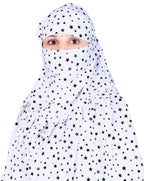 Navvi Pure Cotton Printed White Scarf for Women & Girls | Scarf with Head Cover | Scarves |Bandana| Hijab | Dupatta | Protection from Sunlight, Dust | Usable for Scooty, Bike