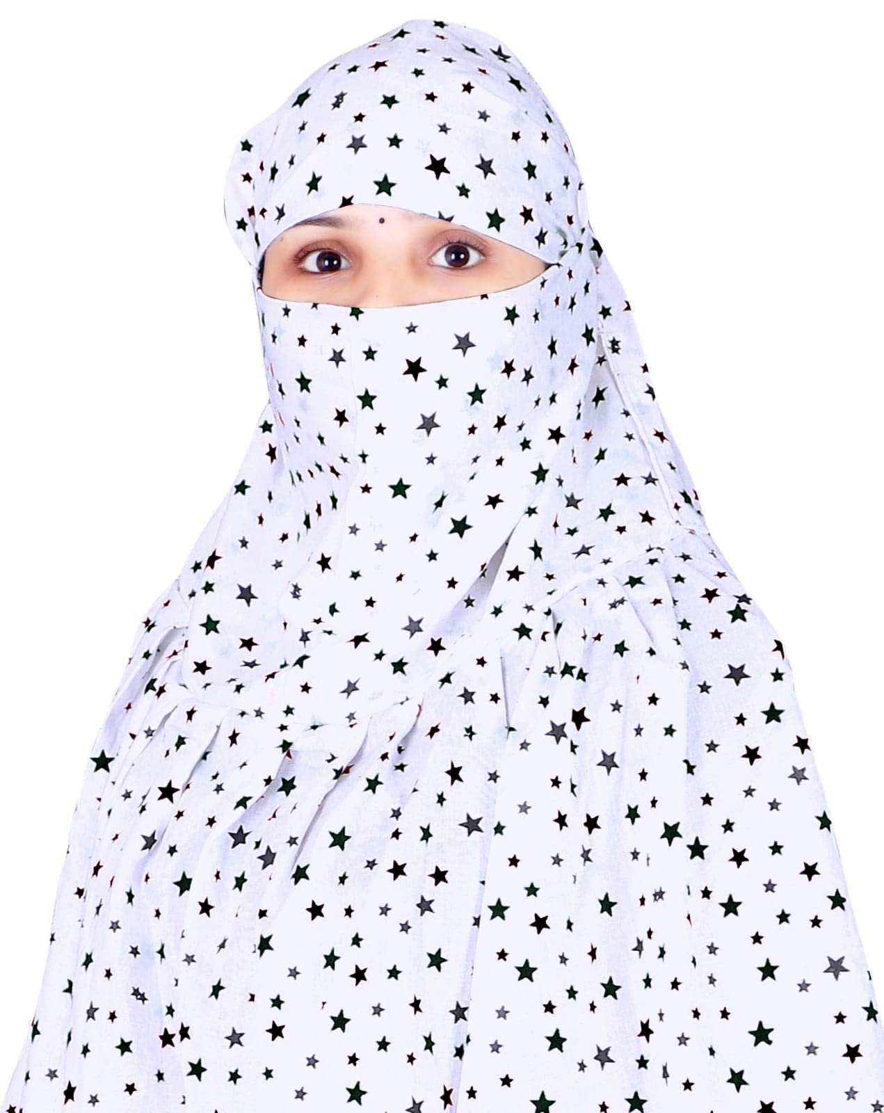 Navvi Pure Cotton Printed White Scarf for Women & Girls | Scarf with Head Cover | Scarves |Bandana| Hijab | Dupatta | Protection from Sunlight, Dust | Usable for Scooty, Bike
