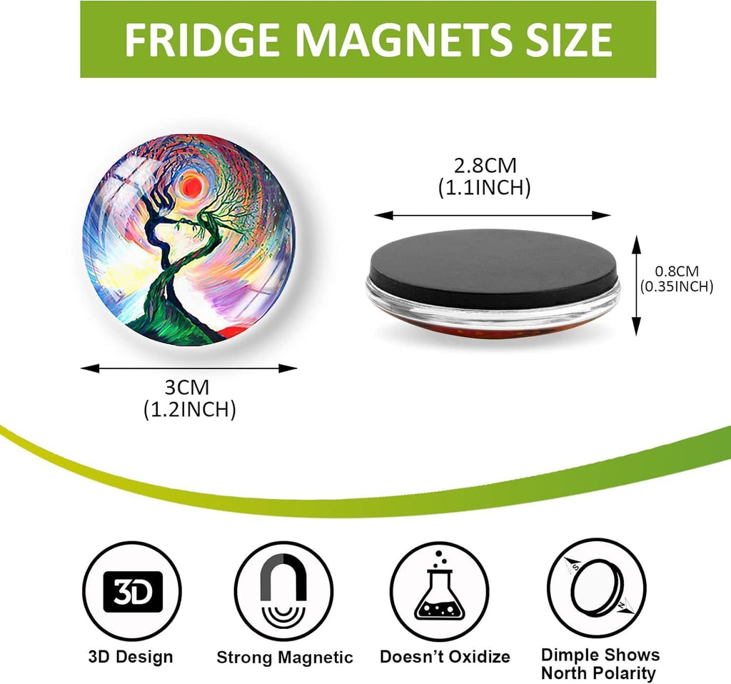 TYAGY Decorative Glass Magnets Set for Refrigerator, Crystal Life Tree Design, Strong Magnetic Stickers for Kitchen, Office, Whiteboard, Pack of 12 Pcs (Fridge Crystal D01)