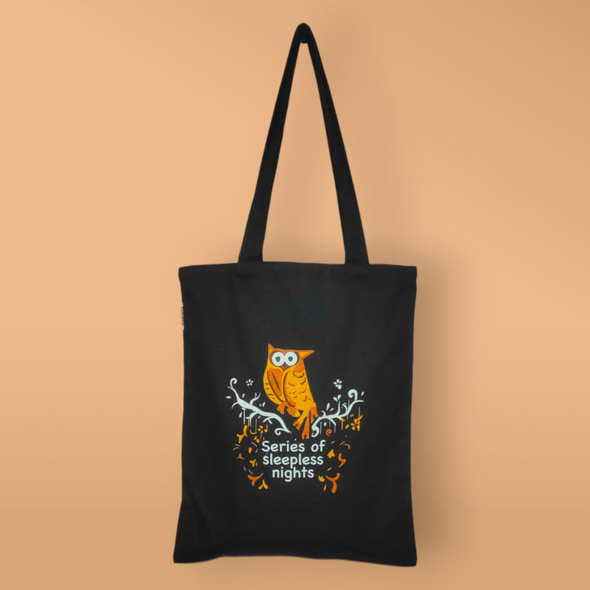 DANIOO DON'T WORRY WE CARRY Canvas Tote Bag For Women, Multipurpose Handbags For Women With Zipper And Pocket For Travel, Shopping And College Tote Bag (Black Owl), White & Black