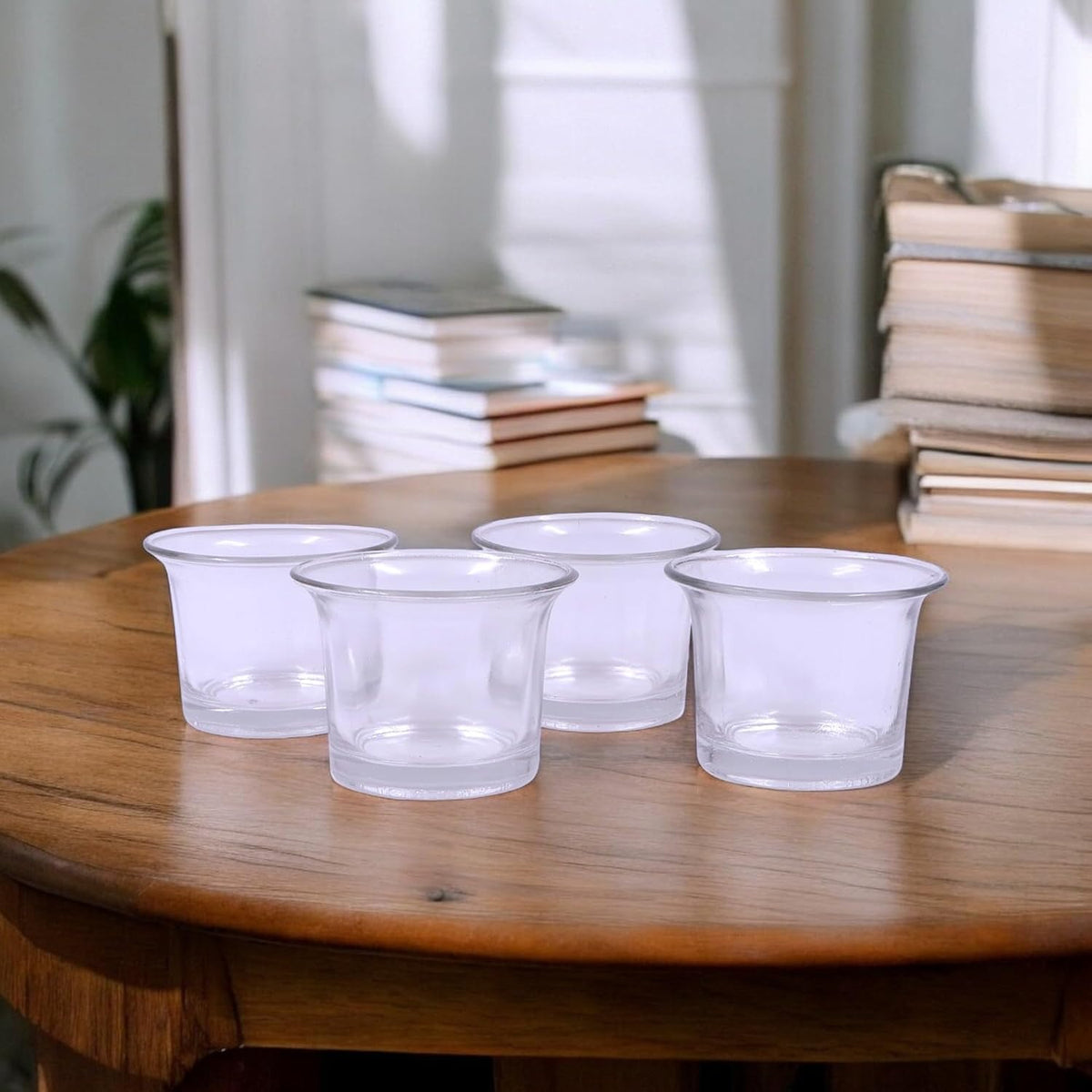 Tealight Glass Candle Holder|Clear Glass Tealight Candle Holder Perfect for Home Decor, Birthday, Wedding, Parties, Gifting|4.5 cm Diameter(Pack of 4, 4.5 cm Long Each)