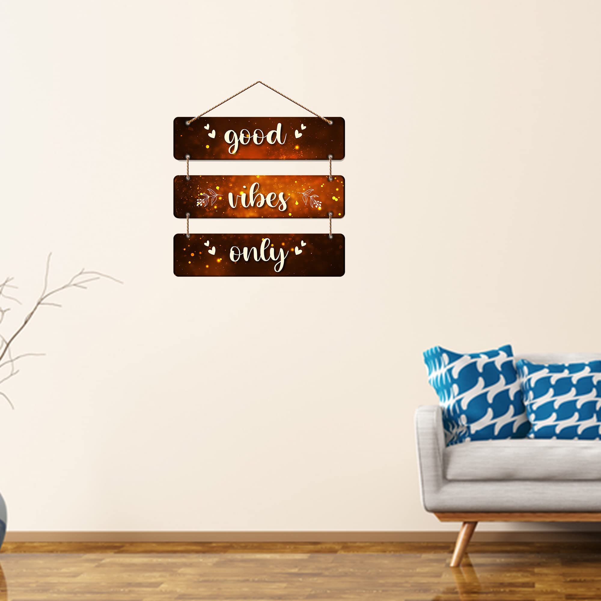 Artvibes Good Vibes Only Decorative Wall Hanging Ornaments | Quotes Decor Item | Wall Poster | Mdf Wall Decoration for Office | Wall Art Print | Inspirational Quotes | Gift Items (WH_5301N)
