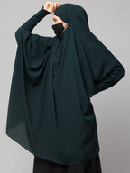 Bashariya Khimar-Long Prayer Hijab With Attached Mouth-Piece (Bottle Green)