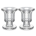 MAHANTIK Crystal Glass Taper Candle Holder 6 CM Set of 2, Clear Glass Candlestick Holders for Dining Table, Wedding Centerpiece, Home Decor, Modern Decorative Candle Stand for Taper Candles