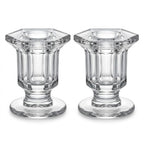 MAHANTIK Crystal Glass Taper Candle Holder 6 CM Set of 2, Clear Glass Candlestick Holders for Dining Table, Wedding Centerpiece, Home Decor, Modern Decorative Candle Stand for Taper Candles