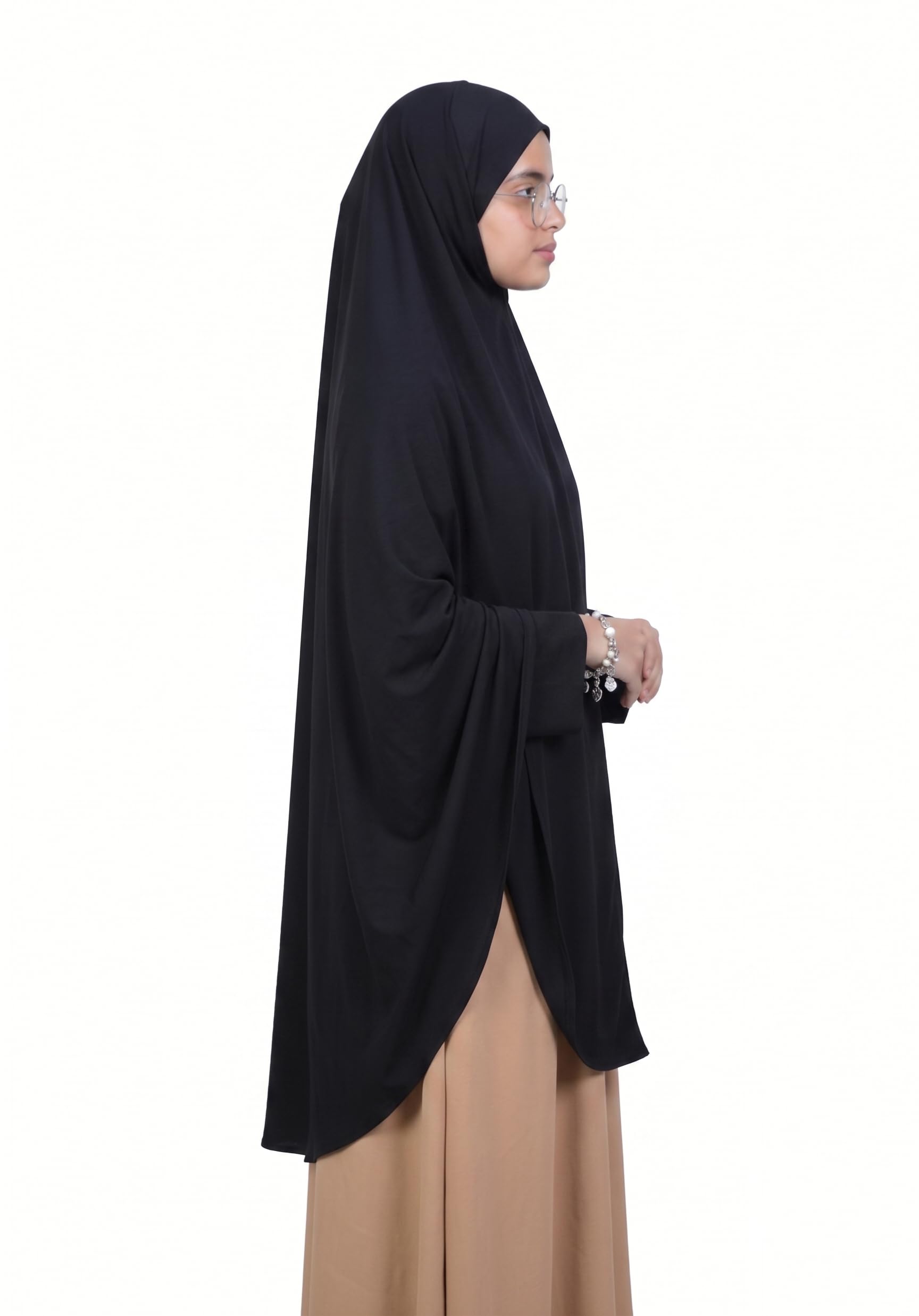 AL RIDHA Women's Premium Sarina Crystal Namaz Hijab | Readymade Namazi Scarf & Rumali for Daily Prayer | Soft & Lightweight Islamic Prayer Wear (Black)