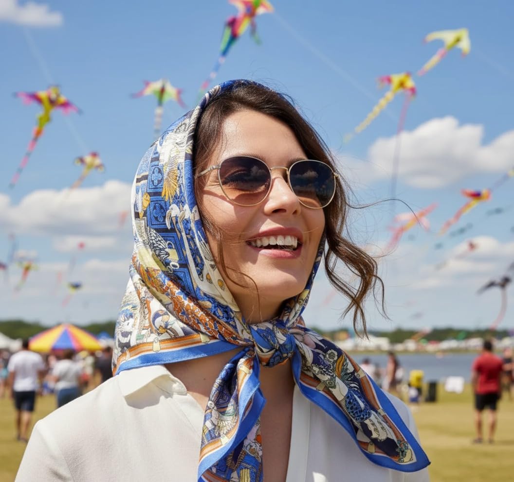 Wirkqeez Silk Head Scarf for Women – Luxury Satin Silk Hair Scarf, Soft Bandana Wrap for Sleeping, Hair Protection & Styling (Multicolor_06)