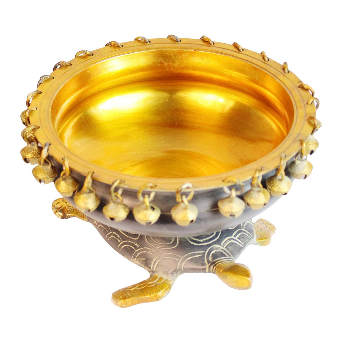 ARTVARKO Brass Urli Ethnic Traditional Tortoise Urli Decorative Vastu Fengshui Bowl for Flowers - Handcrafted Round Floating Floral Candles 9 Inch