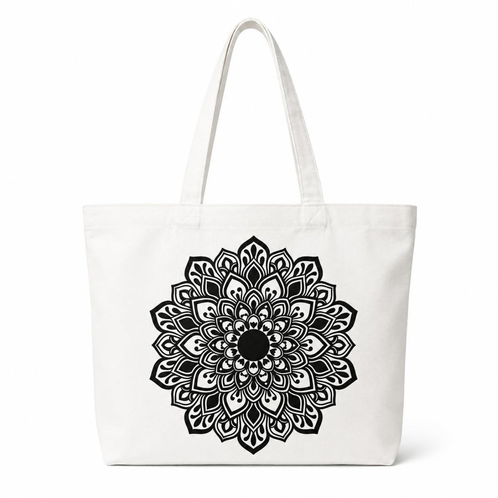 Adorvue Mandala DIY Tote Bag Painting Kit for Kids & Adults Premium Reusable Canvas Cotton Tote Bag for DIY Art & Painting, Eco-Friendly Handbag for Shopping, College, Office, Travel Pack of 1