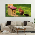 VIBECRAFTS Canvas Paintings for Living Room Drawing Room Squirrel Eating Food Wall Painting Fitted with Wooden Frame for Home | Office | Gift (PTVCH_2323)