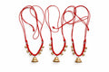 Handmade Brass Cow/Buffalo/Goat/Sheep Bell Necklace with Red String, Traditional Indian Golden Ghungroo Style Mala | Decorative & Functional Cow Accessories for Gaushalas & Festivals |Set of3