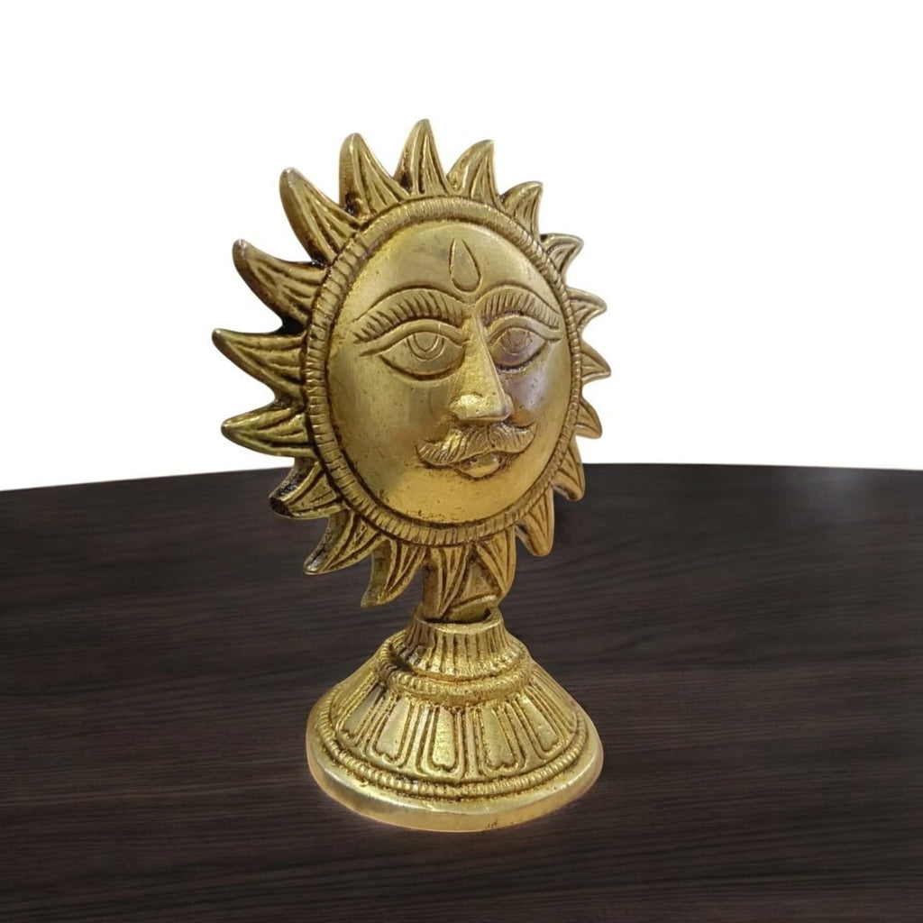Brass Surya Murti with Stand | Sun Stand Decorative Showpiece - 11 cm