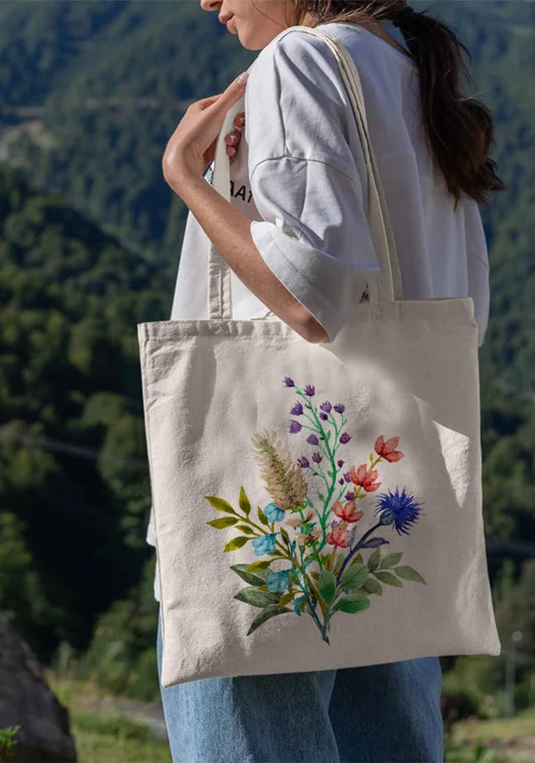 AY FASHION Canvas Tote's Tote Bags Reusable Cotton Shopping/Grocery Bag | Multi-Purpose Bag Canvas Bag Recycle think sustainable for Women etc(Off-White Color, 16x15 inch with handle 12 inch)_09
