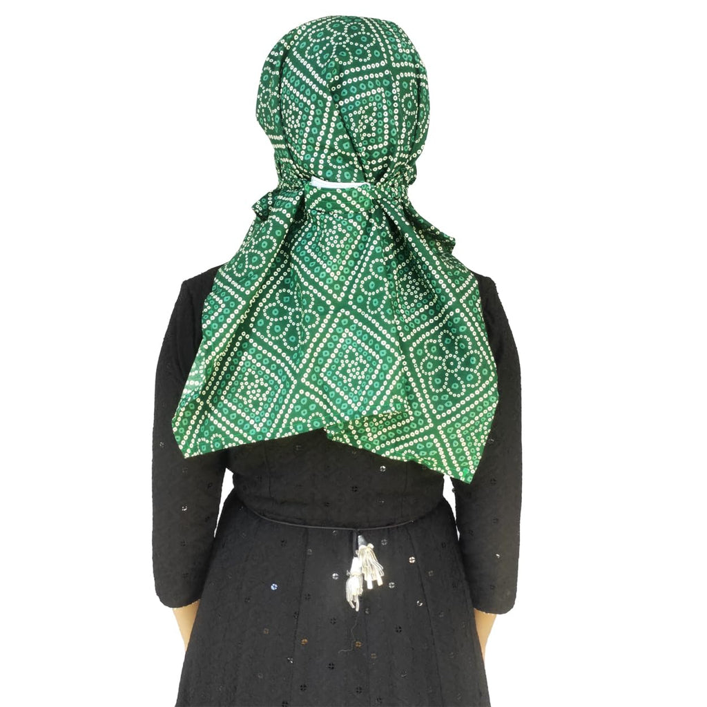 Switchon Cotton Female Jaipur Print Multi Color Scarf Hijabf For Women For 12 Yrs And Above (Green-White)