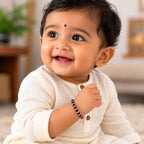 DHRUVS COLLECTION 925 Pure Silver Black Beads Crystal Nazariya Bracelet for Baby Boys & Girls | First Rakshabandhan Gift for Newborn, Infant (Length - 4.5 Inch, Suitable for 6 Months to 18 Months)