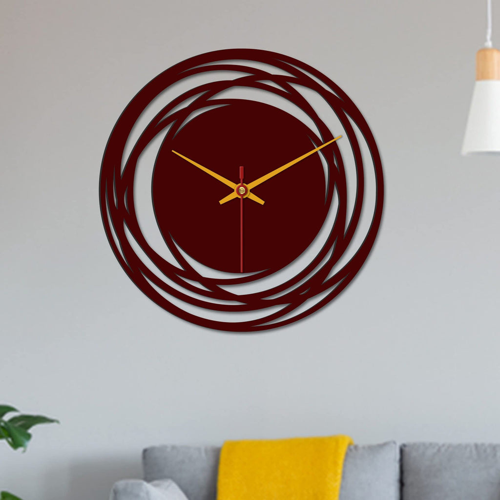 VIBECRAFTS Loops Shape Wooden Wall Clock for Home Decor | Office | Livingroom, Bedroom | Cafes | Gift (WWCVC1Pcs_10012)