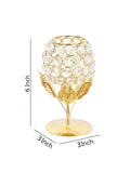 Collectible India Gold Plated Crystal Candle Holder Tea Light Stand Votive- Decorative Tealight Holders for Home Office Living Room Indoor Garden Dining Centerpiece Decoration (1 Box)