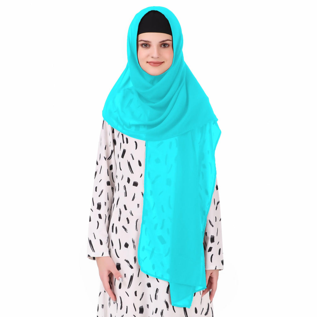MyBatua Long Hijab in Breathable Soft Georgette large Head Wrap, Wholesale Price, 1pc Scarf HJ-020 (50x180 cm, Turquoise)