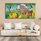 VIBECRAFTS Canvas Paintings for Living Room Drawing Room Of Radha And Krishna Canvas Wall Painting Fitted With Wooden Frame for Home | Office | Gift (PTVCH_2406)