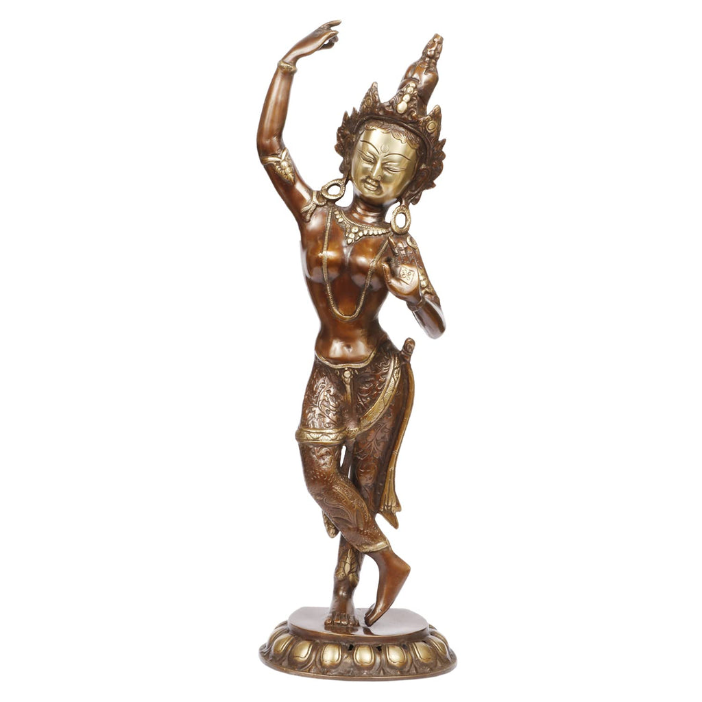 ARTVARKO Big Brass Goddess Tara Standing Statue Tara Statue for Health Happiness Wealth Dancing Idol Home Decor Height 20 Inch