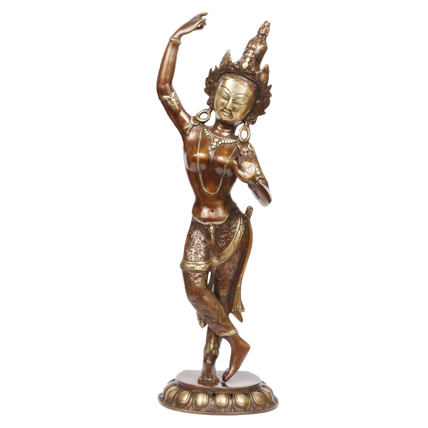 ARTVARKO Big Brass Goddess Tara Standing Statue Tara Statue for Health Happiness Wealth Dancing Idol Home Decor Height 20 Inch