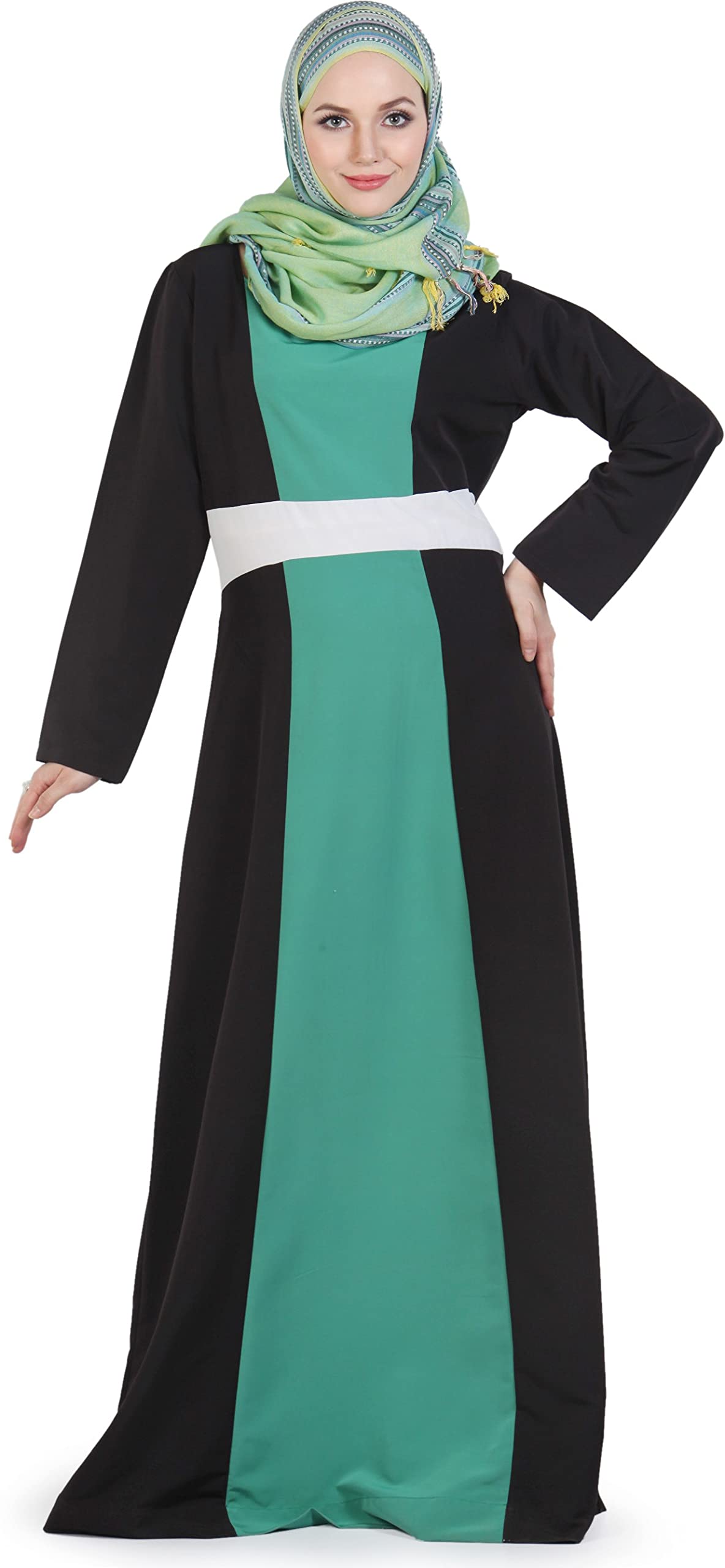 Momin Libas Aasia Color Block Long Abaya & Burkha-Small