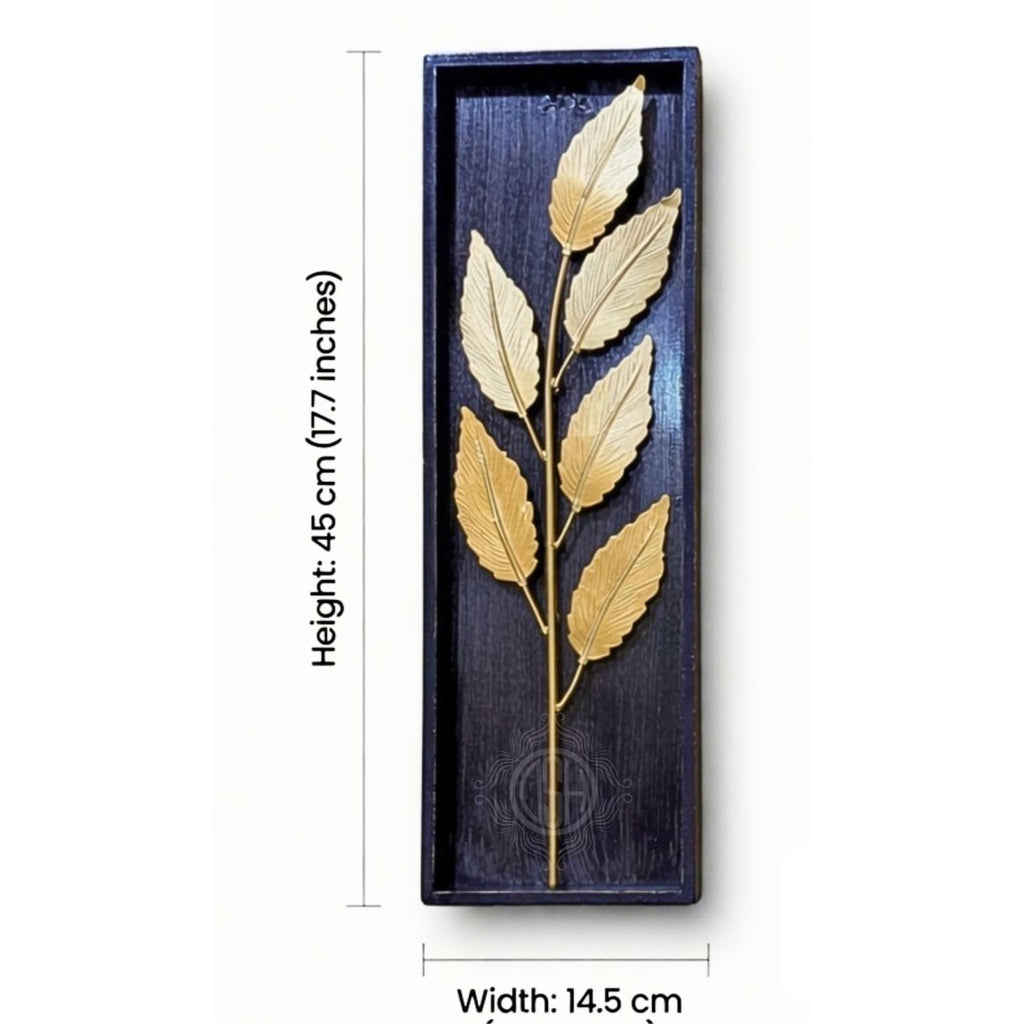 DSH Leaf Wall Art Panels Modern Rustic Home Décor Wall Hanging Sculpture for Living Room, Bedroom & Office (45X15 CM) Decoration Item (Titan Leaf, 1 Frame)